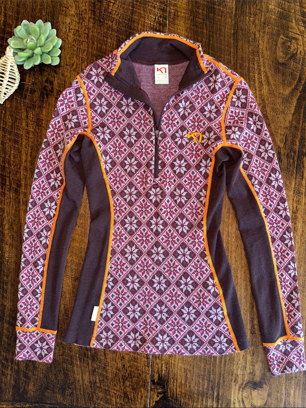 Kari Traa | Rose Half Zip 100% Merino Wool Base Layer Top, Size XS